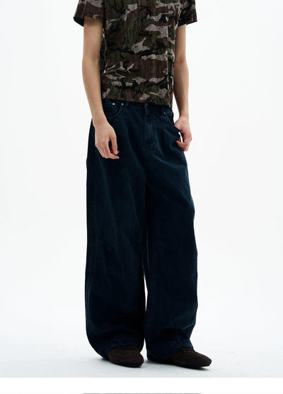 Utility Washed Wide Jeans Korean Street Fashion Jeans By 77Flight Shop Online at OH Vault