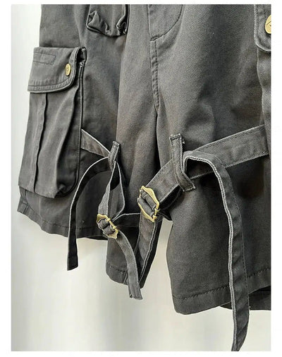 Thigh Straps Cargo Shorts Korean Street Fashion Shorts By CATSSTAC Shop Online at OH Vault
