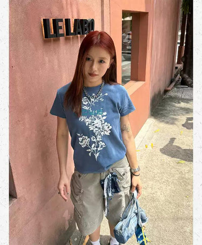 Flower Graphic Print T-Shirt Korean Street Fashion T-Shirt By Made Extreme Shop Online at OH Vault
