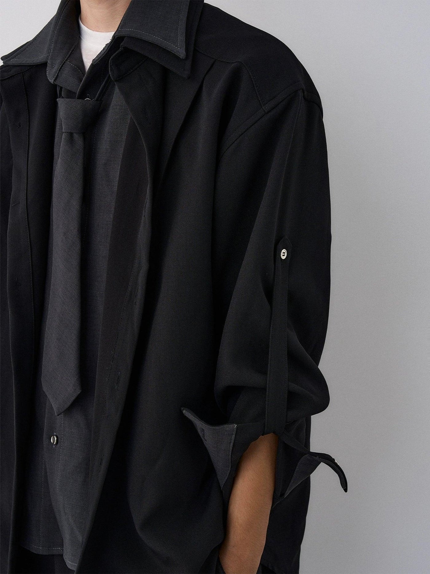 Folded Sleeve Layered Shirt Korean Street Fashion Shirt By MaxDstr Shop Online at OH Vault