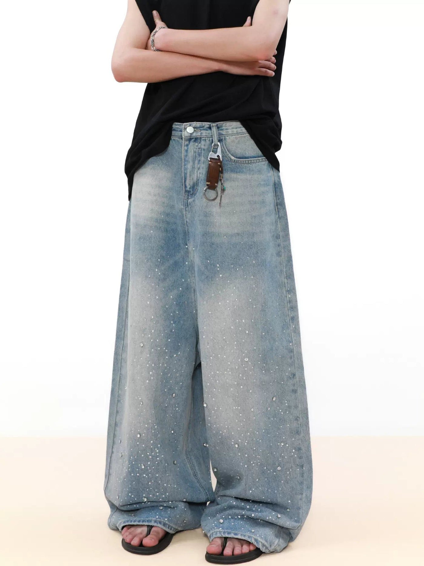 Scattered Stones Faded Jeans Korean Street Fashion Jeans By Mr Nearly Shop Online at OH Vault