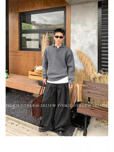 Plain Ribbed Hem Polo Korean Street Fashion Polo By Poikilotherm Shop Online at OH Vault