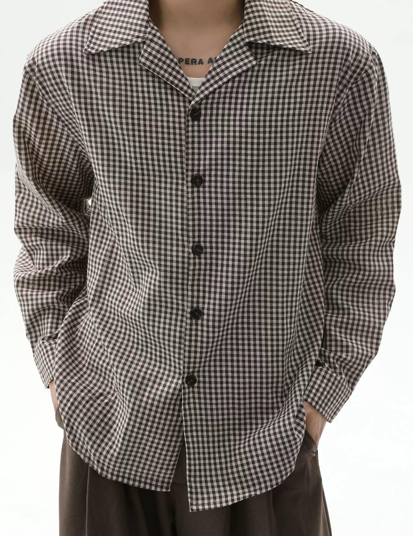 Retro Gingham L/S Shirt Korean Street Fashion Shirt By Turn Tide Shop Online at OH Vault