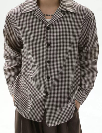 Retro Gingham L/S Shirt Korean Street Fashion Shirt By Turn Tide Shop Online at OH Vault