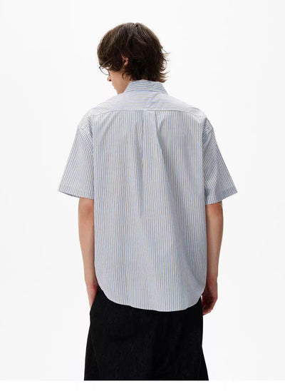 Front Flap Pocket Striped Shirt Korean Street Fashion Shirt By 77Flight Shop Online at OH Vault