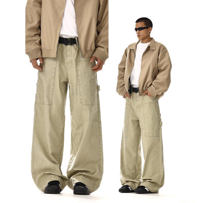 Retro Wide Leg Carpenter Jeans Korean Street Fashion Jeans By MEBXX Shop Online at OH Vault