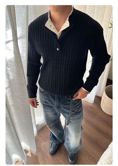 Layered Cable Knit Sweater Korean Street Fashion Sweater By Made Extreme Shop Online at OH Vault