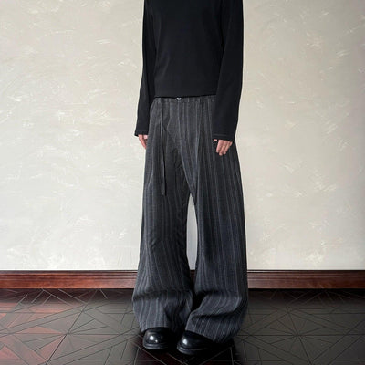 Drawstring Vertical Stripes Loose Pants Korean Street Fashion Pants By A PUEE Shop Online at OH Vault