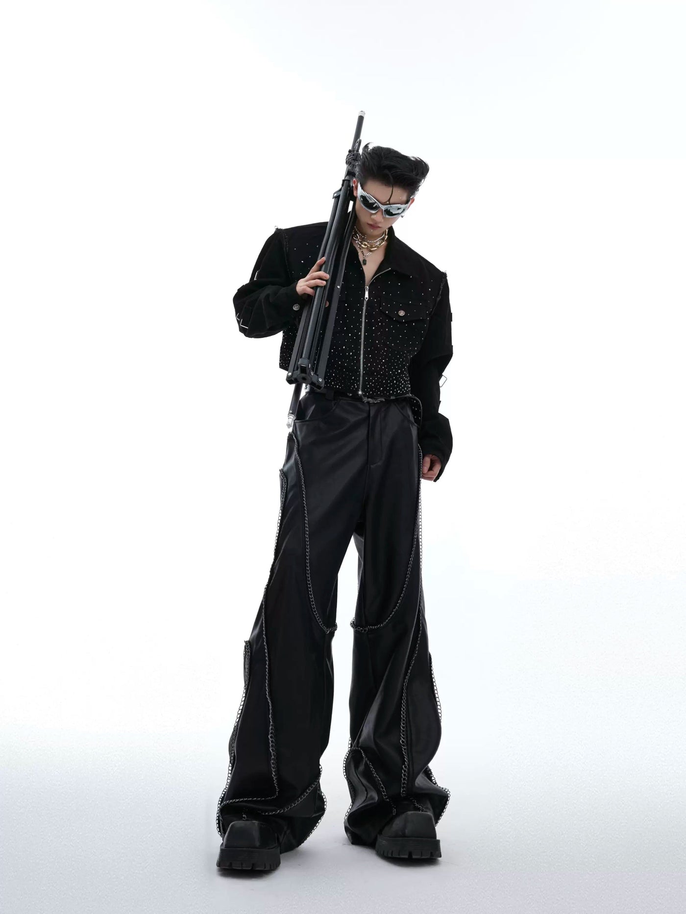 Chained Lines Leather Pants Korean Street Fashion Pants By Argue Culture Shop Online at OH Vault