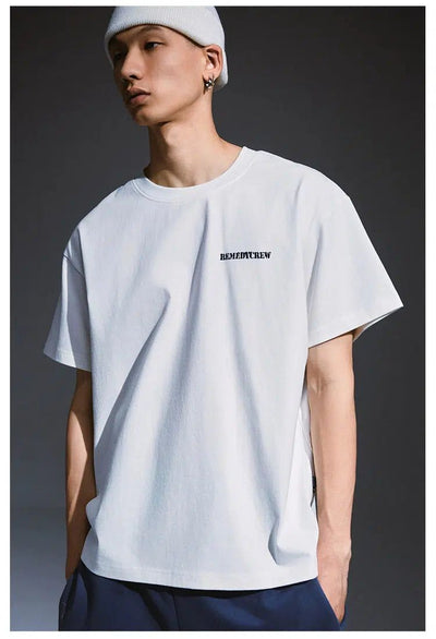 Logo Print Basic T-Shirt Korean Street Fashion T-Shirt By Remedy Shop Online at OH Vault