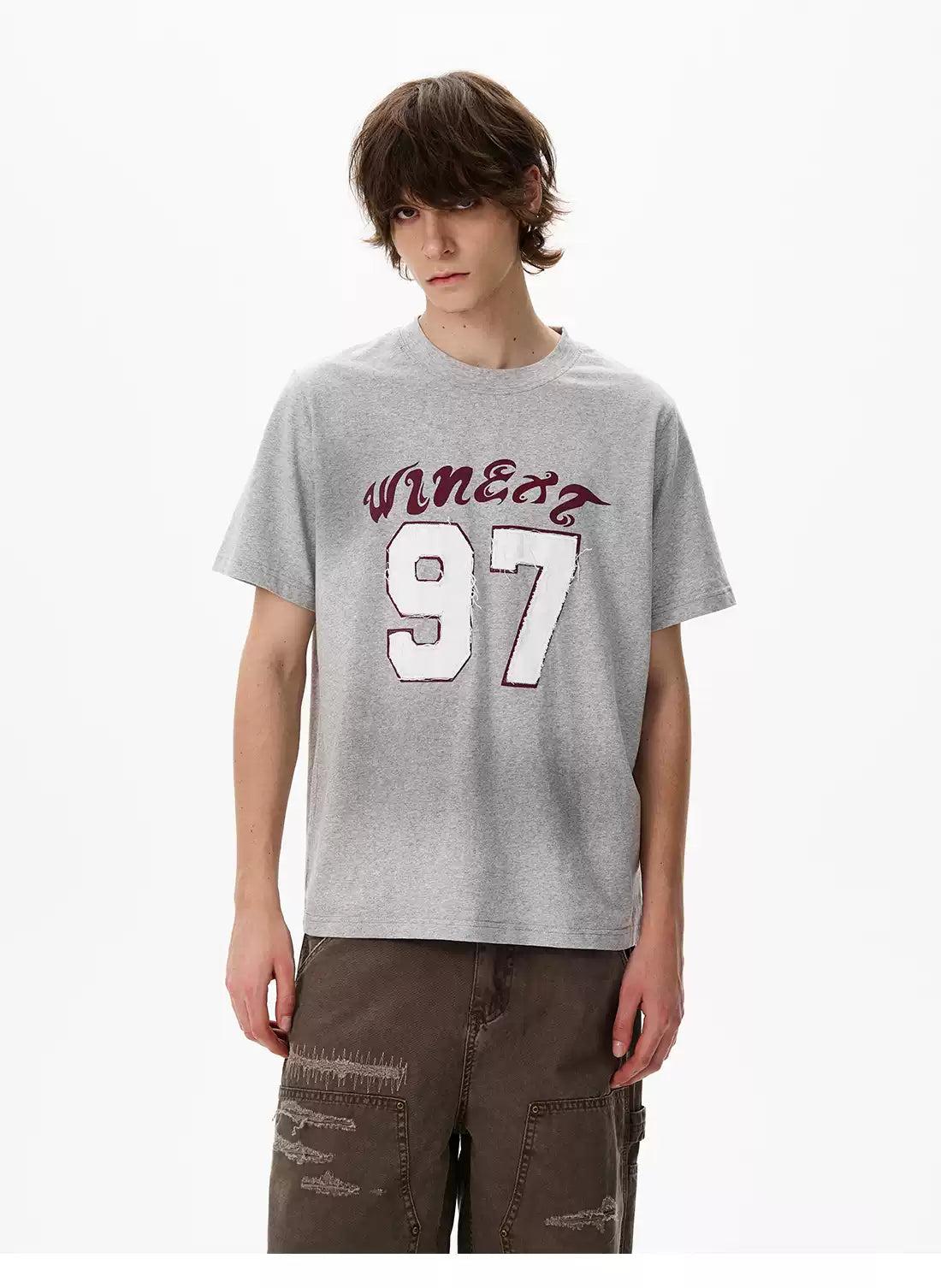 97 Number Print Washed T-Shirt Korean Street Fashion T-Shirt By 77Flight Shop Online at OH Vault