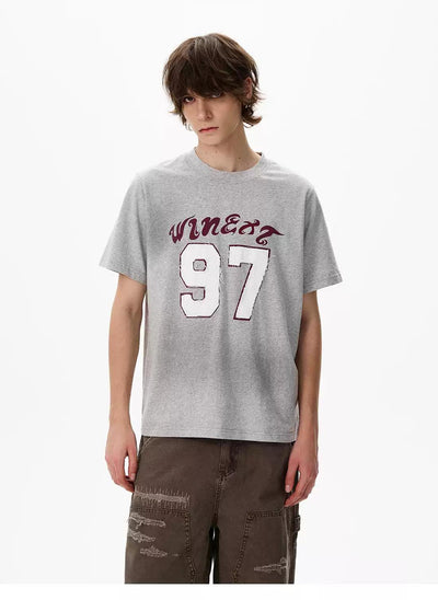 97 Number Print Washed T-Shirt Korean Street Fashion T-Shirt By 77Flight Shop Online at OH Vault