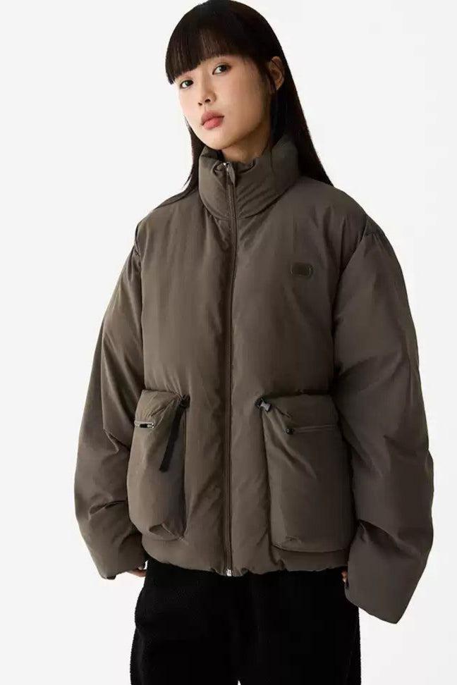 Side Pockets Versatile Puffer Jacket Korean Street Fashion Jacket By Crying Center Shop Online at OH Vault