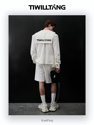 Broken Metallic Lines Shirt & Shorts Set Korean Street Fashion Clothing Set By TIWILLTANG Shop Online at OH Vault