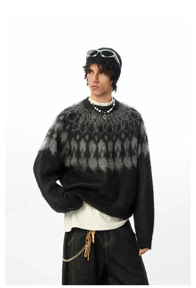 Beaded Pattern Knit Sweater Korean Street Fashion Sweater By JHYQ Shop Online at OH Vault