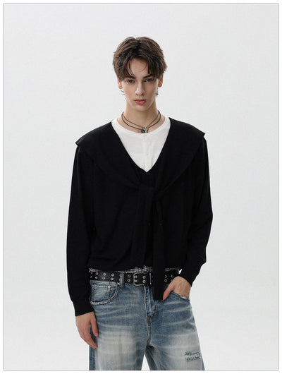 Multi-Layered Knitted L/S T-Shirt Korean Street Fashion T-Shirt By Mr Nearly Shop Online at OH Vault