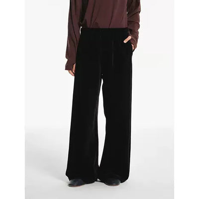 Arc-Shaped Velvet Textured Pants Korean Street Fashion Pants By NANS Shop Online at OH Vault