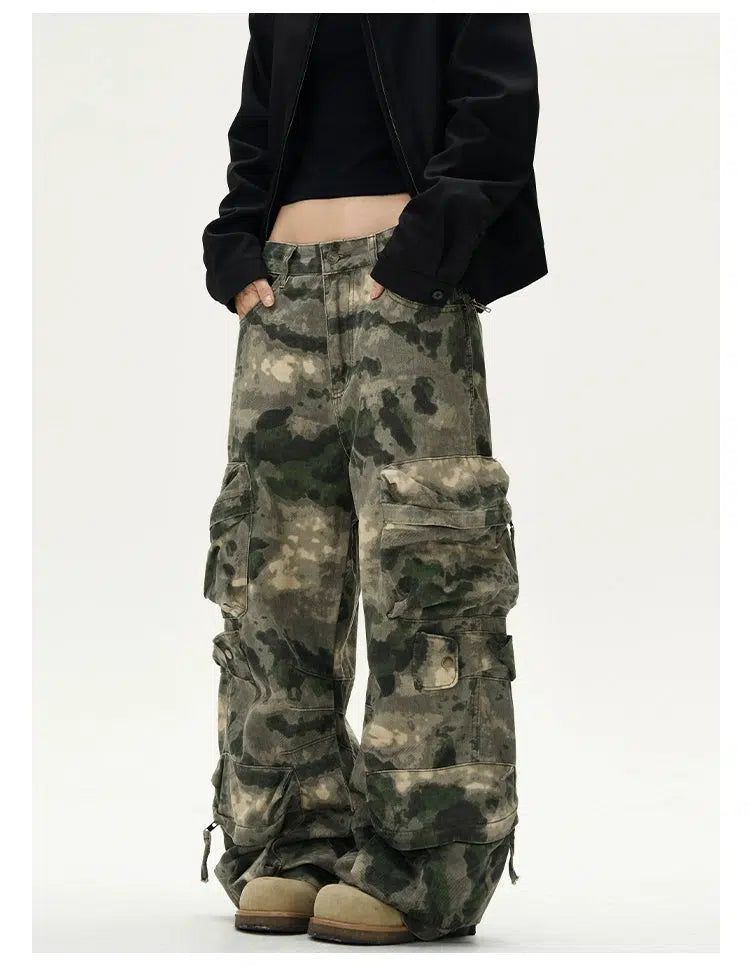 Relaxed Fit Camouflage Cargo Pants Korean Street Fashion Pants By A PUEE Shop Online at OH Vault