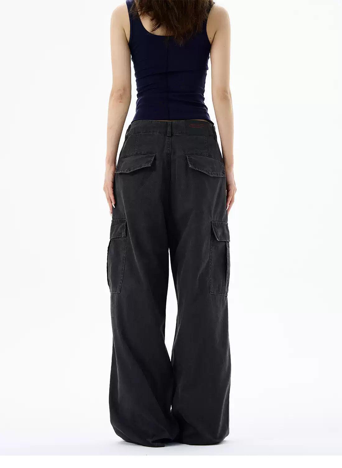 Workwear Pleated Cargo Pants Korean Street Fashion Pants By 77Flight Shop Online at OH Vault