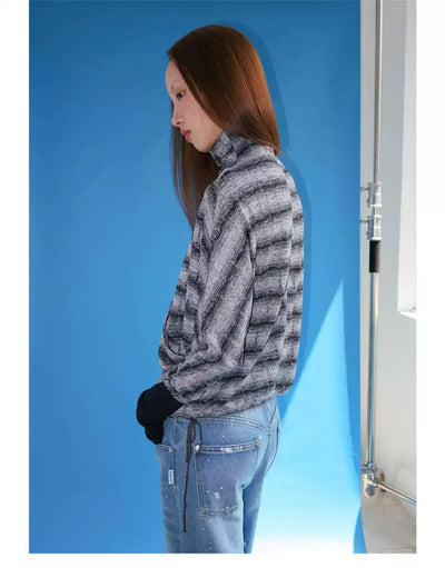 Diagonal Buttons Striped Sweater Korean Street Fashion Sweater By Funky Fun Shop Online at OH Vault