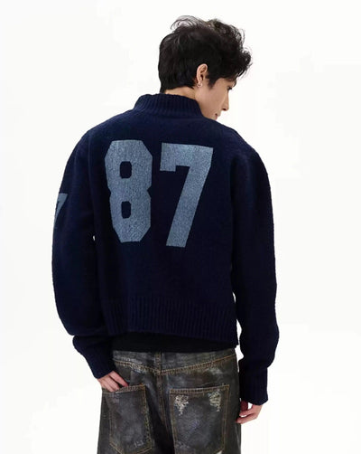 Ribbed Badge & Letter Knit Jacket Korean Street Fashion Jacket By 77Flight Shop Online at OH Vault