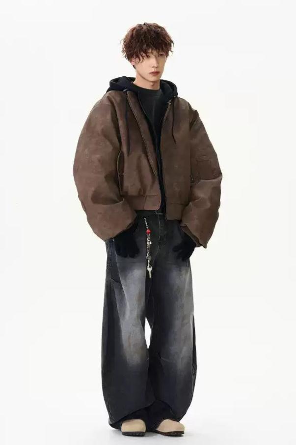 Layered Hooded Micro Suede Jacket Korean Street Fashion Jacket By A PUEE Shop Online at OH Vault