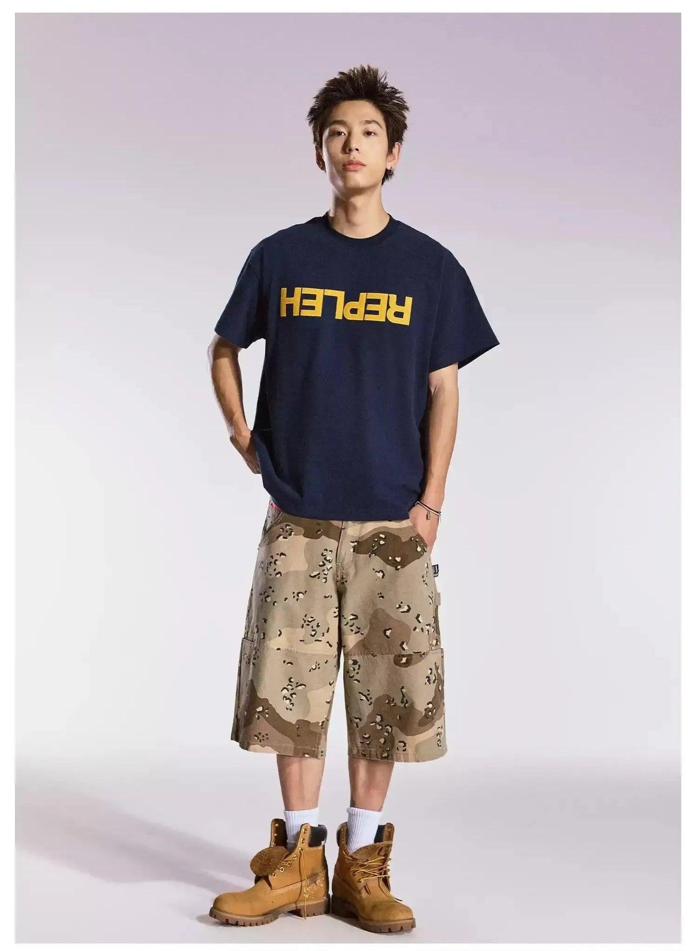 Flipped Text Print T-Shirt Korean Street Fashion T-Shirt By Remedy Shop Online at OH Vault