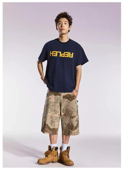 Flipped Text Print T-Shirt Korean Street Fashion T-Shirt By Remedy Shop Online at OH Vault