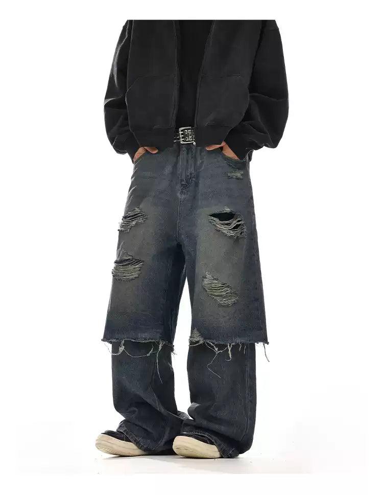Layered Ripped Jeans Korean Street Fashion Jeans By MEBXX Shop Online at OH Vault