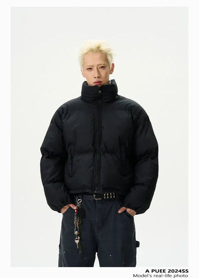 Plaid Quilted Reversible Puffer Jacket Korean Street Fashion Jacket By A PUEE Shop Online at OH Vault