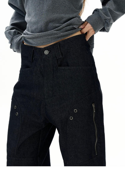 Structured Zipped Side Pocket Pants Korean Street Fashion Pants By 77Flight Shop Online at OH Vault