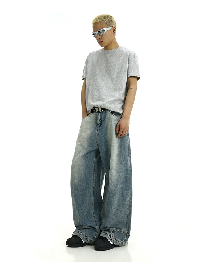 Fade Emphasis Drapey Jeans Korean Street Fashion Jeans By MEBXX Shop Online at OH Vault