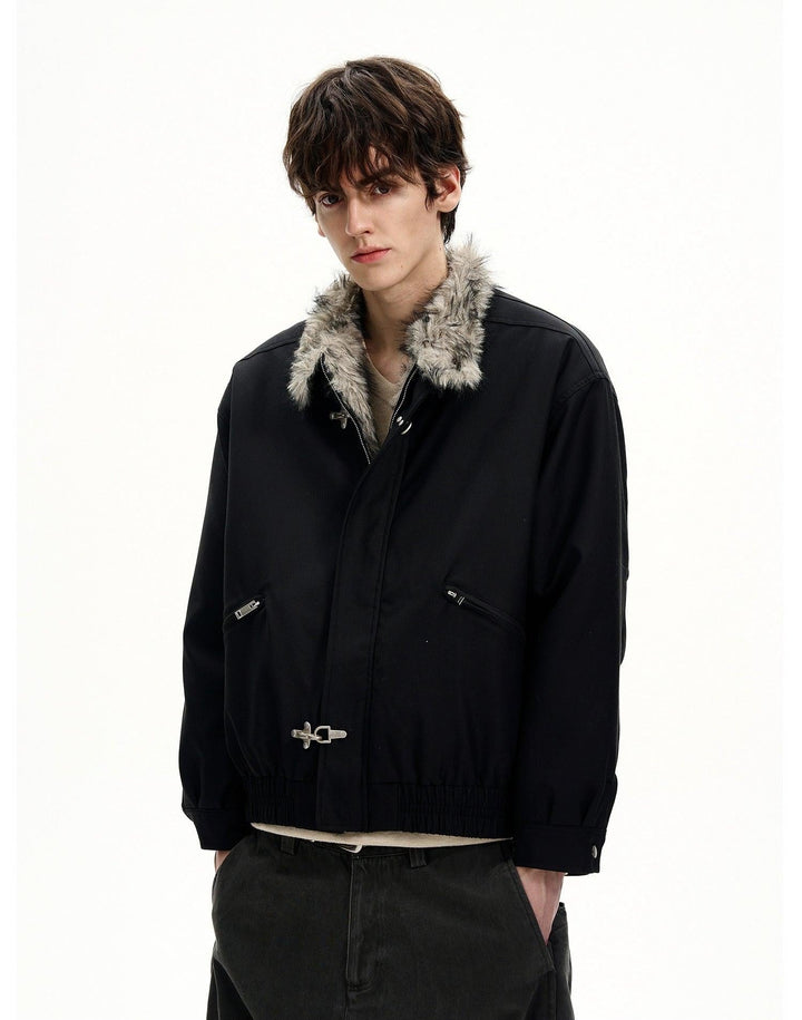 Fur Collar Fireman Clasp Jacket