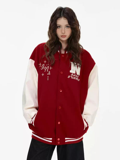 Snap Buttons Varsity Jacket Korean Street Fashion Jacket By INS Korea Shop Online at OH Vault