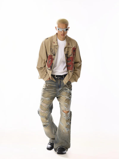 Ripped Slashes Faded Jeans Korean Street Fashion Jeans By MEBXX Shop Online at OH Vault