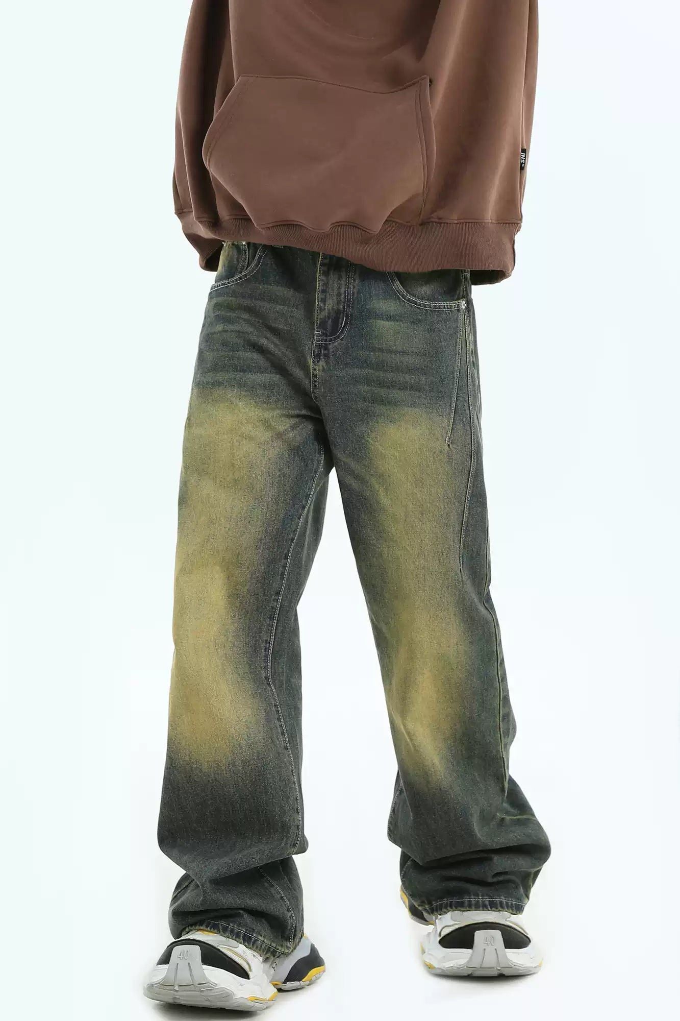 Yellow Fade Bootcut Jeans Korean Street Fashion Jeans By INS Korea Shop Online at OH Vault