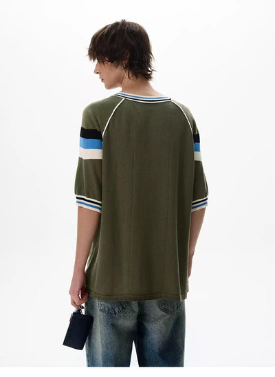 V-Neck Number 8 Knit T-Shirt Korean Street Fashion T-Shirt By 77Flight Shop Online at OH Vault