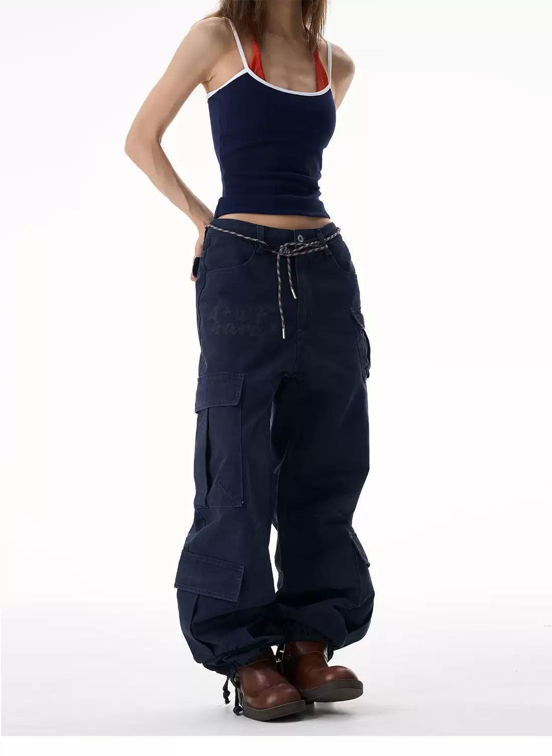 Flap Pockets Versatile Cargo Pants Korean Street Fashion Pants By 77Flight Shop Online at OH Vault