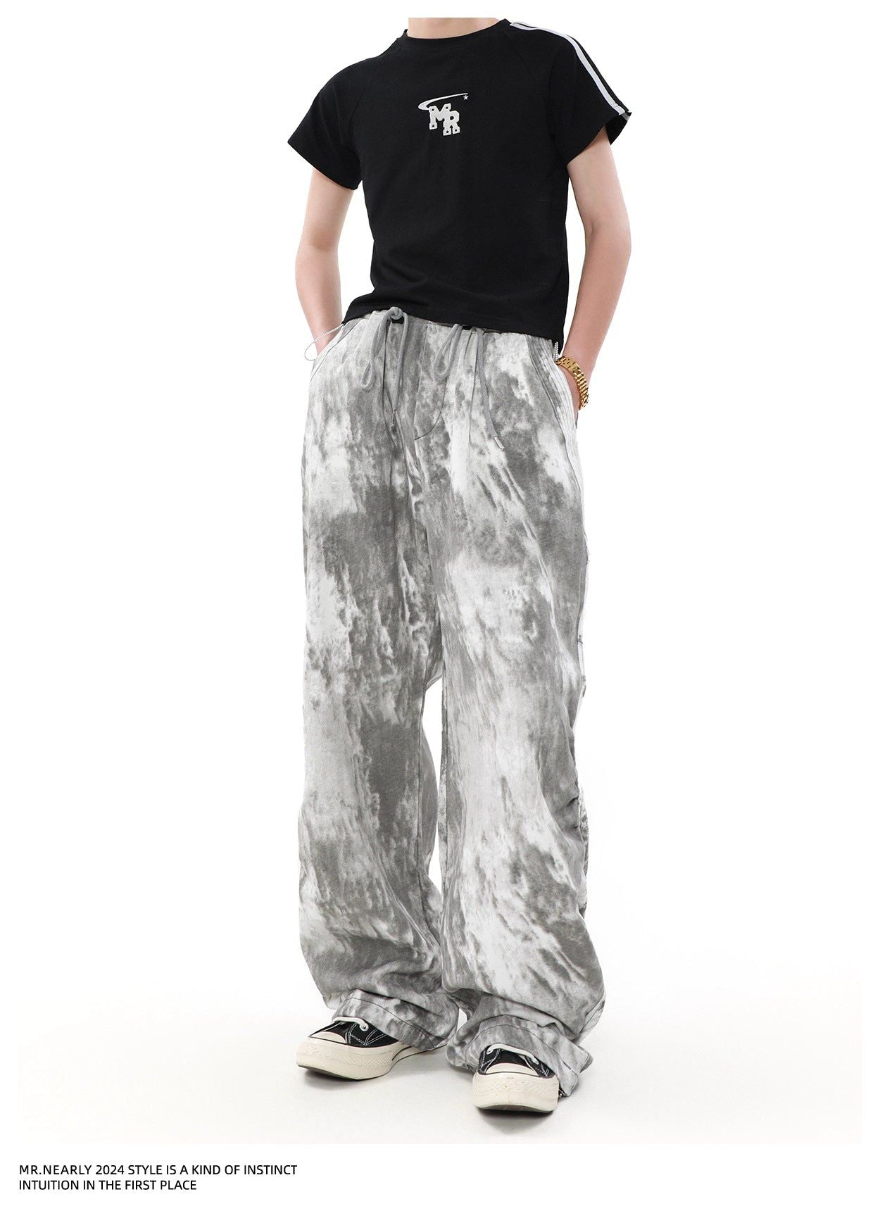 Drawcord Tie-Dyed Pants Korean Street Fashion Pants By Mr Nearly Shop Online at OH Vault