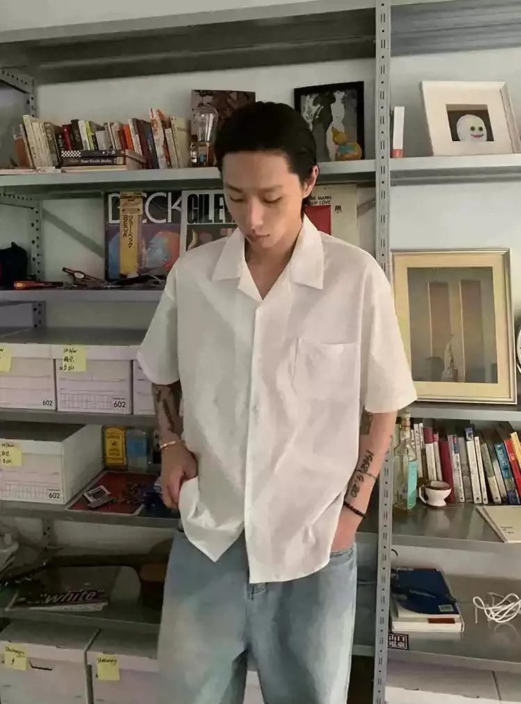 Plain Front Pocket Shirt Korean Street Fashion Shirt By In Knots Shop Online at OH Vault