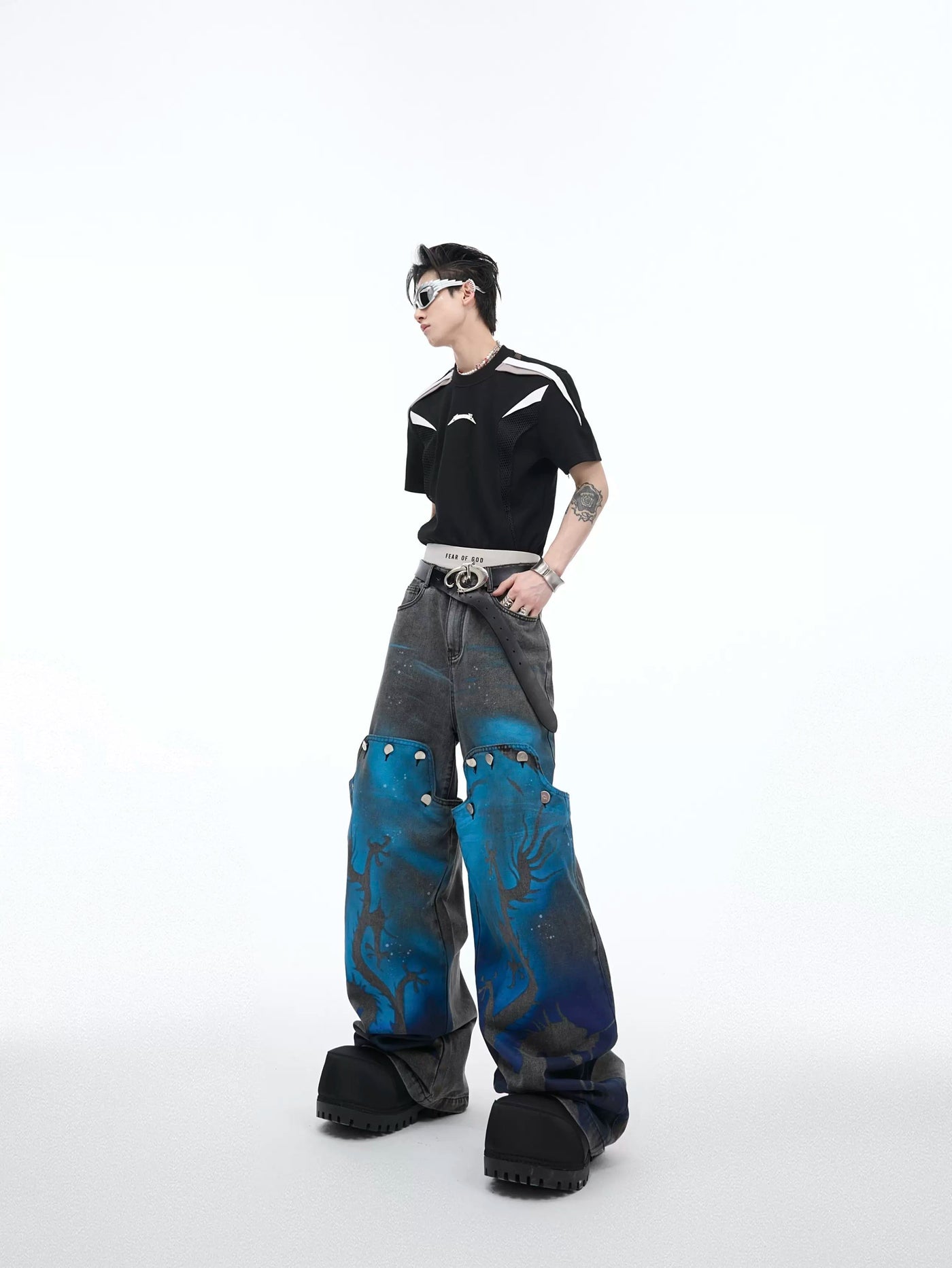 Color Paint Dragon Jeans Korean Street Fashion Jeans By Argue Culture Shop Online at OH Vault