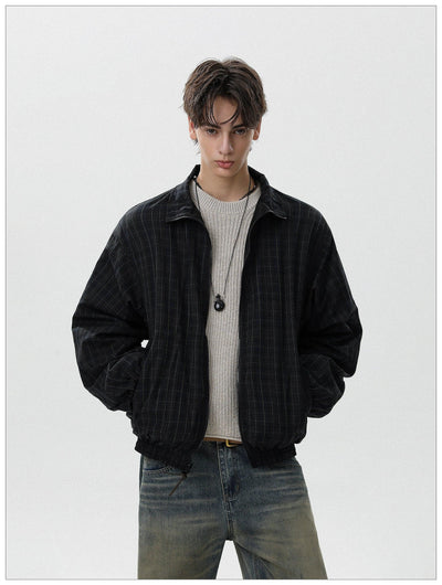 Clean Fit Checked Full-Zip Jacket Korean Street Fashion Jacket By Mr Nearly Shop Online at OH Vault