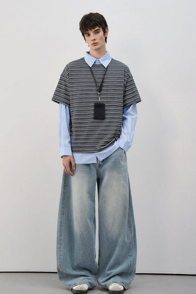 Layered Stripes and Stripes Shirt Korean Street Fashion Shirt By MaxDstr Shop Online at OH Vault