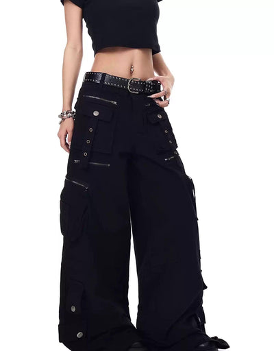 Multiple Pocket and Button Pants Korean Street Fashion Pants By Blacklists Shop Online at OH Vault