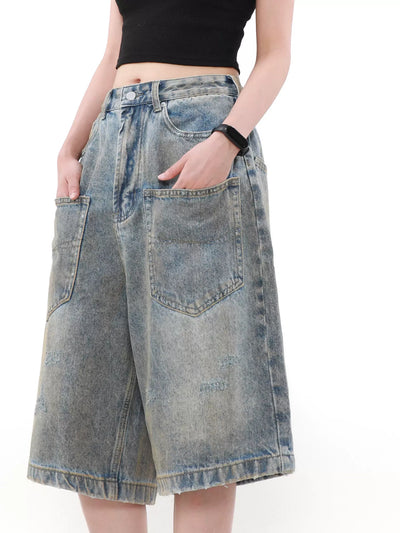 Reverse Pocket Denim Shorts Korean Street Fashion Shorts By Mr Nearly Shop Online at OH Vault