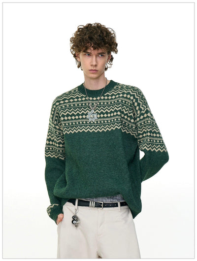 Contrast Tribal Detail Sweater Korean Street Fashion Sweater By Mr Nearly Shop Online at OH Vault