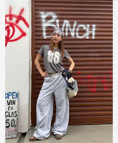 Number 86 Print Sporty T-Shirt Korean Street Fashion T-Shirt By Made Extreme Shop Online at OH Vault