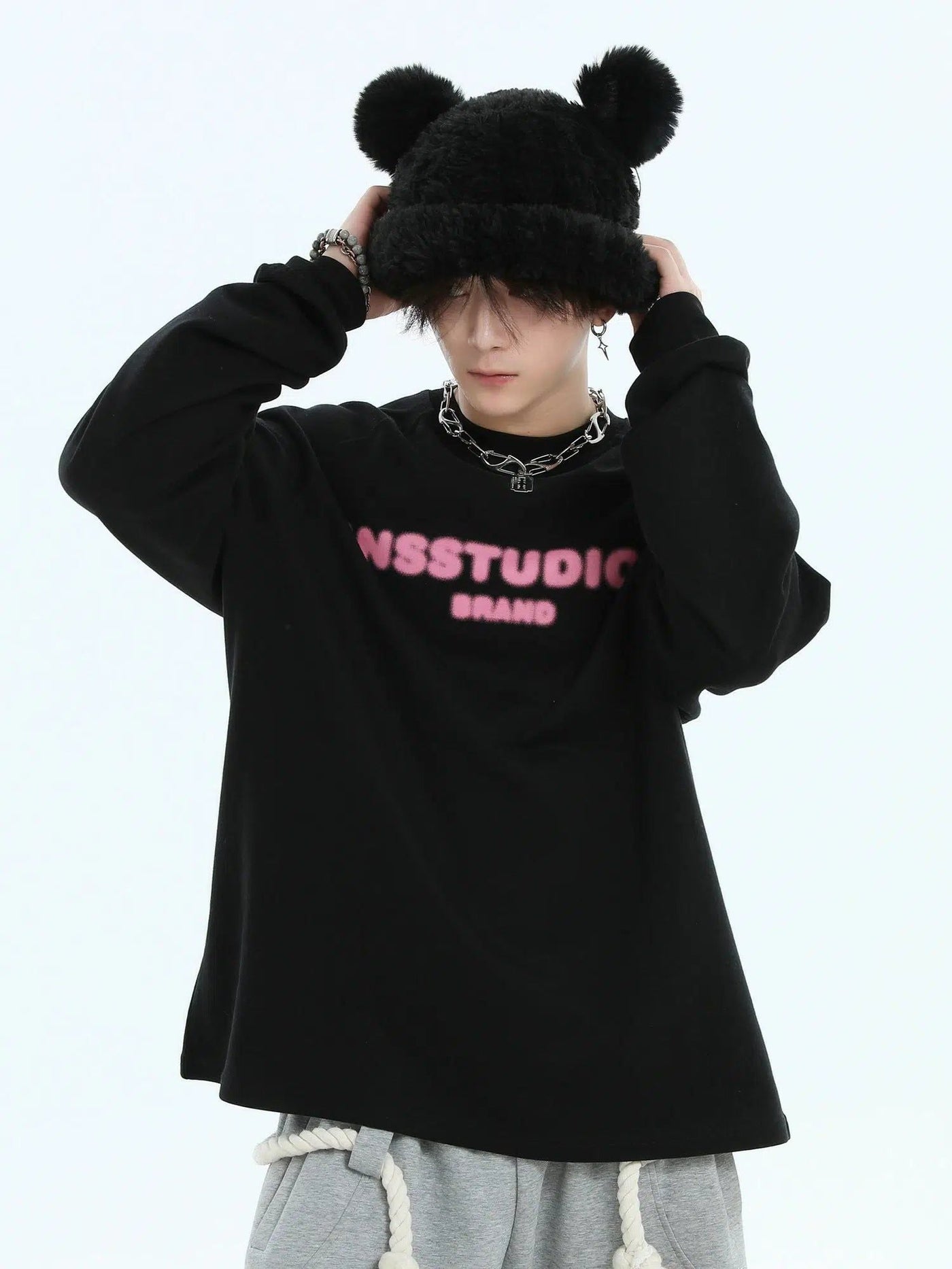 Graffiti Logo Crewneck Korean Street Fashion Crewneck By INS Korea Shop Online at OH Vault