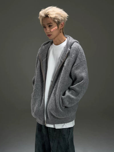 Fuzzy Fur Hooded and Zipped Sweater Korean Street Fashion Sweater By MaxDstr Shop Online at OH Vault