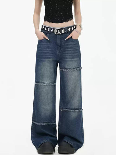 Frayed Line Straight Jeans Korean Street Fashion Jeans By INS Korea Shop Online at OH Vault